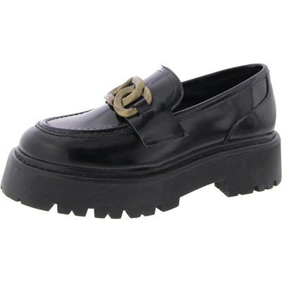 Steve Madden Womens Rover Black Leather Loafers Shoes 9 Medium (B,M) BHFO 2850