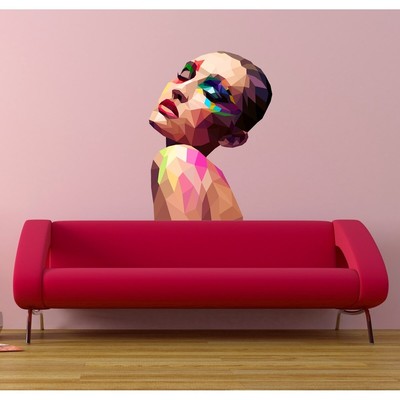Fashion Girl Polygonal Wall decal, Stylish Woman Polygon