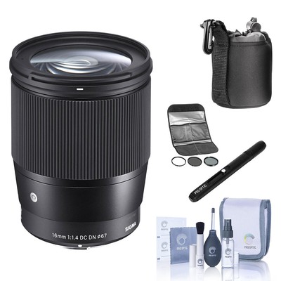 Sigma 16mm f/1.4 DC DN Contemporary Lens for Canon EF-M with 67mm Filter Kit II