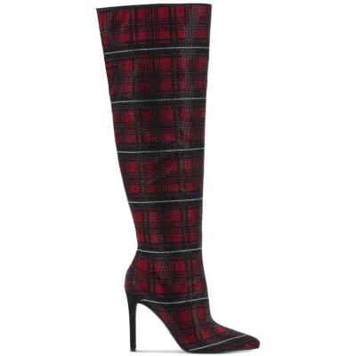

Женские сапоги выше колена в клетку со стразами INC Saveria BHFO 4830, Red plaid, Saveria