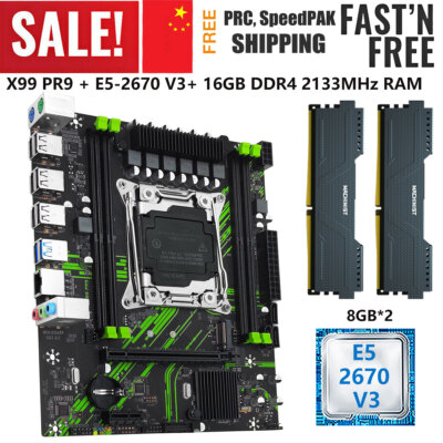 X99 PR9 Motherboard LGA 2011-3 Xeon E5 2670 V3 2*8GB DDR4 2133MHz SATA NVME M.2