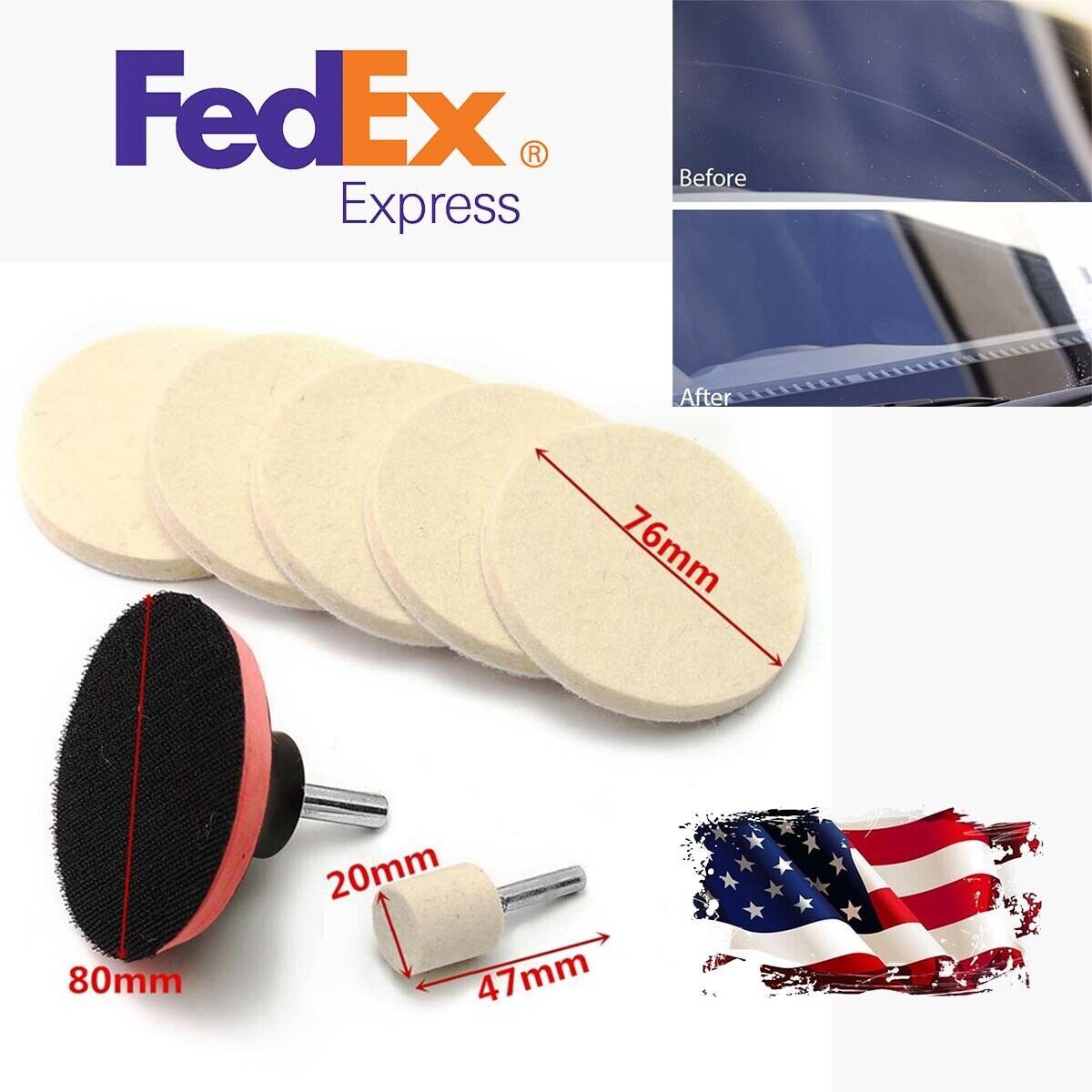 10Pcs Car Window Glass Polishing Kit Windshield Scratch Removal Tool US Shipping