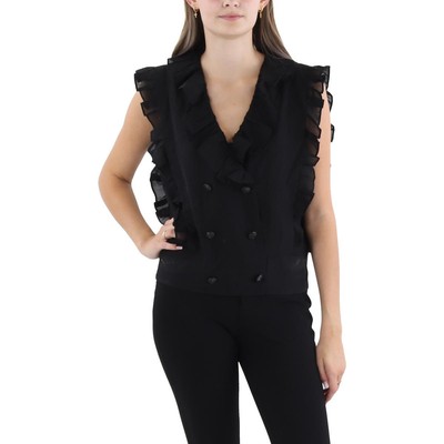 Женская черная блузка без рукавов с оборками от Karl Lagerfeld Paris S BHFO 6854