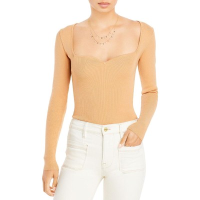 

Женское желтое трикотажное боди цвета морской волны с квадратным вырезом, топ  BHFO 4442, Camel