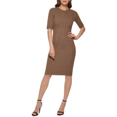 Женское зеленое трикотажное миди-платье-свитшот DKNY из кабельного трикотажа S BHFO 5945