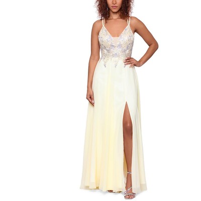 Женское вечернее платье макси с желтой аппликацией Xscape 6 BHFO 0129