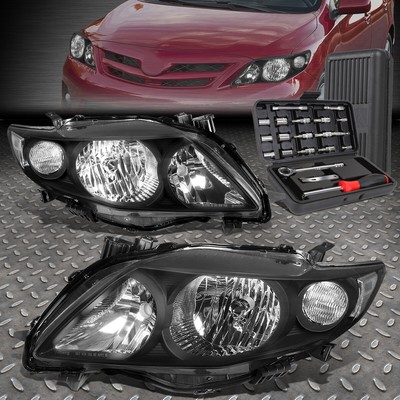 ДЛЯ 09-10 TOYOTA COROLLA ЧЕРНЫЙ КОРПУС ПРОЗРАЧНАЯ БОКОВАЯ ФАРА ГОЛОВНОГО ФОНАРЯ + НАБОР ИНСТРУМЕНТОВ