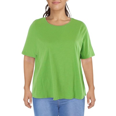 

Женская зеленая футболка Eileen Fisher с короткими рукавами и круглым вырезом Top Plus  BHFO 6350, Apple
