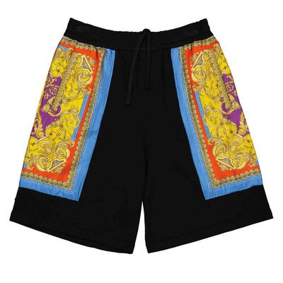 Pre-owned Versace Barocco Goddess Night Print Bermuda Shorts In Black