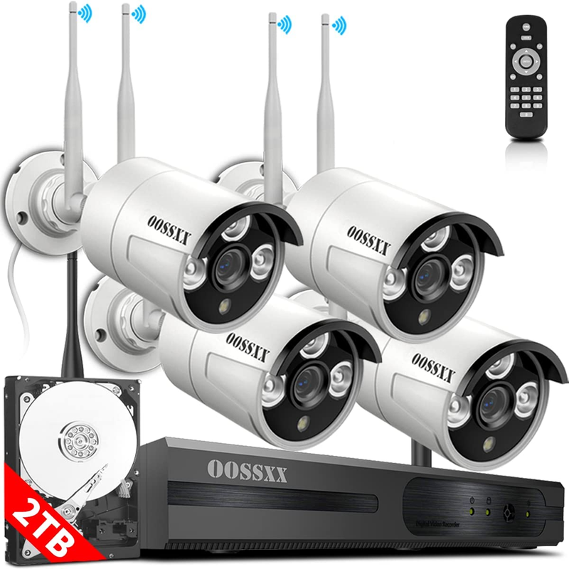 2K 3.0MP Wireless Security Camera System, Surveillance NVR Kits with 2TB Hard