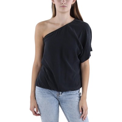 Великолепный женский черный льняной пуловер-майка на одно плечо из смеси льна M BHFO 2141