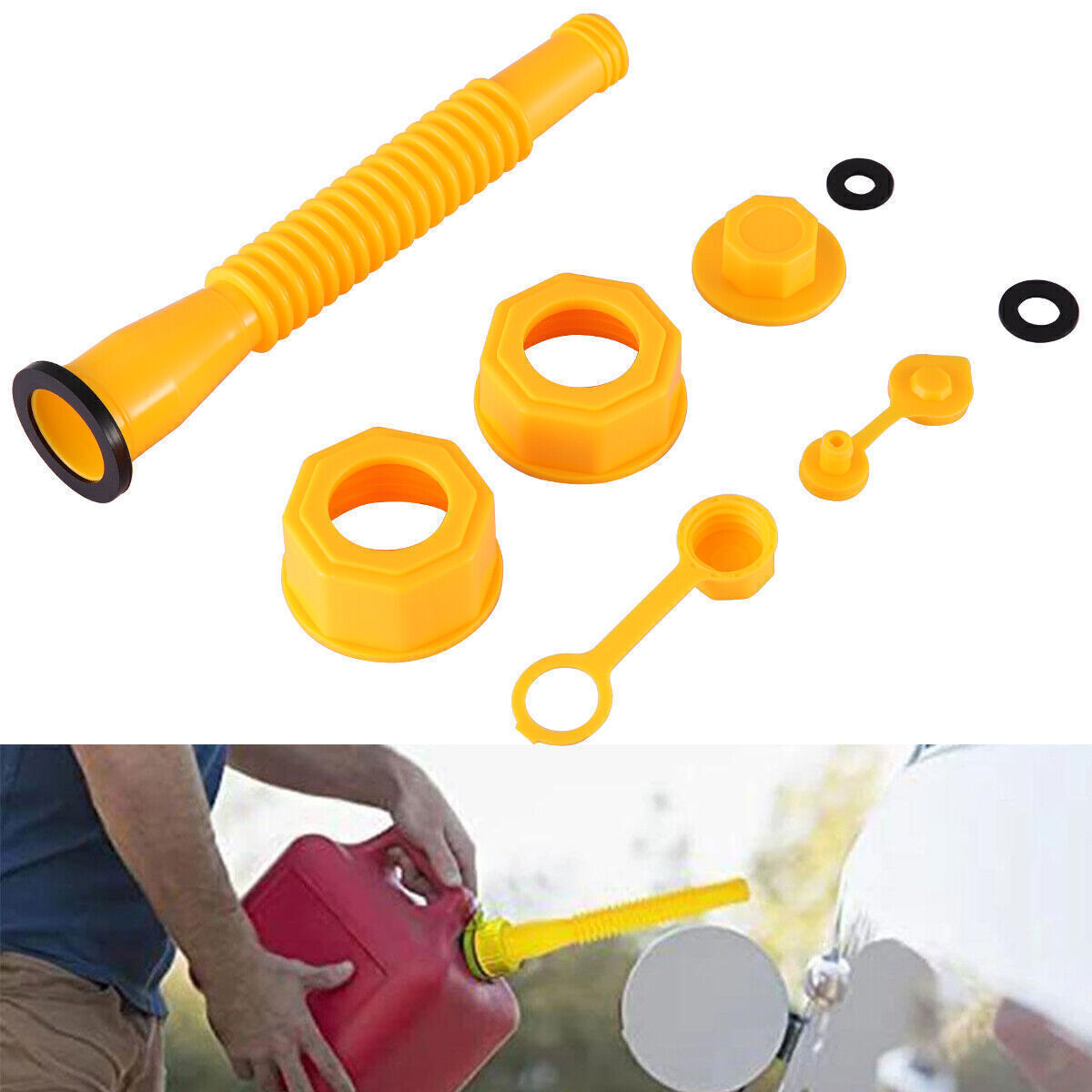 USA 3 Replacement Gas Can Spout Nozzle Vent Kit , Plastic Gas Cans Old Style Cap