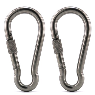 2PCS M12 Screw Locking Carabiner, Heavy Duty Carabiner Clips Stainless Steel 316