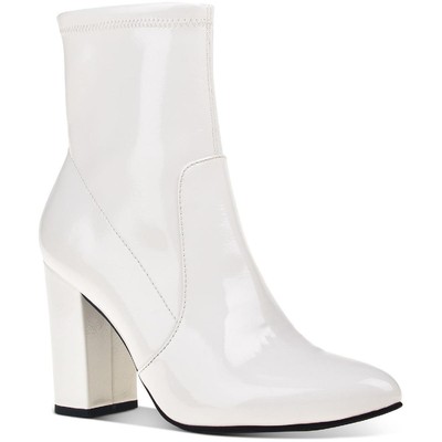 Wild Pair Womens Becci White Patent Ankle Booties Shoes 6 Medium (B,M) BHFO 6518