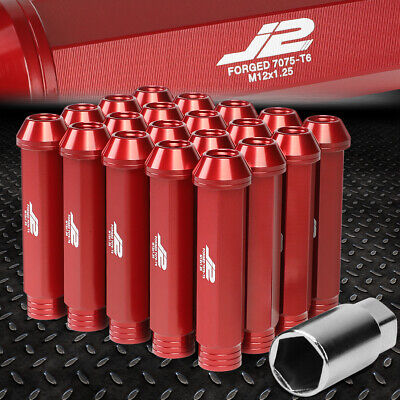 J2 ENGINEERING 7075 АЛЮМИНИЙ M12X1.25 20ШТ 90 ММ ГАЙКА С ОТКРЫТЫМ НАКОНЕЧНИКОМ с АДАПТЕРОМ, КРАСНЫЙ