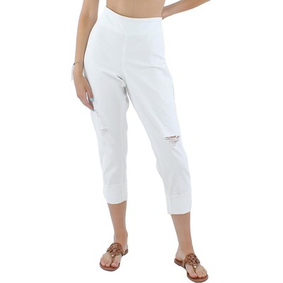 

Женские белые джинсовые брюки INC с потертым краем и манжетами  BHFO 8396, Bright white, 100124773