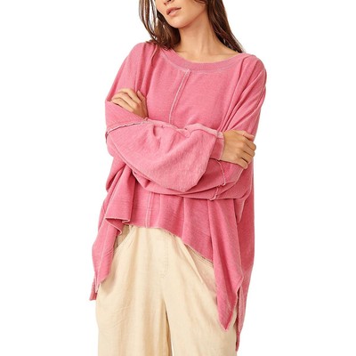 Топ-толстовка Free People Womens Daisy Pink с разрезом по низу и рубчатой отделкой M BHFO 6750