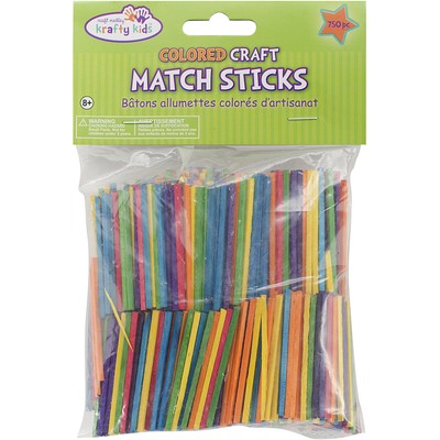 Multicraft Imports CW525 Craft Match Sticks-Colored 2'' 750/Pkg (6Pk)