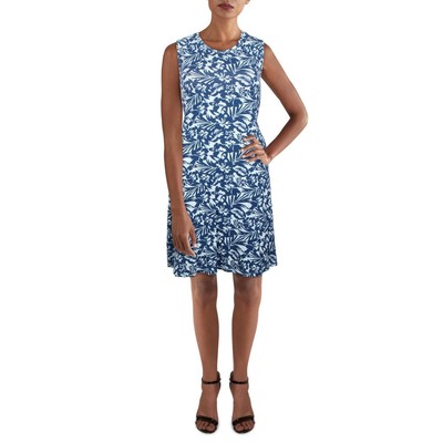 

Женское синее трикотажное дневное платье Style - Co. с принтом Petites  BHFO 8873, Blue combo