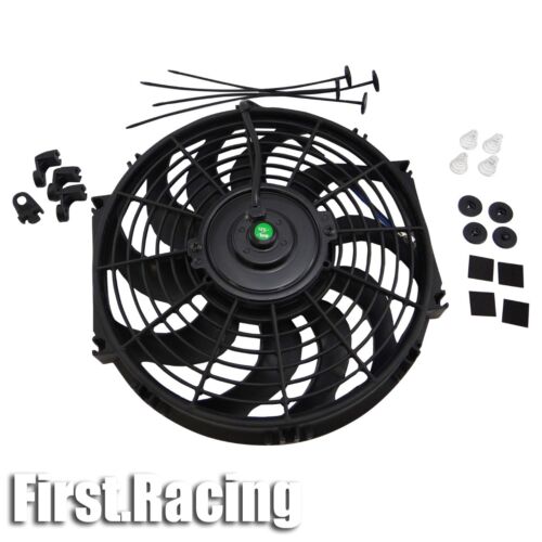 2X 12/" inch Universal Slim Fan Push Pull Electric Radiator Cooling 12V Mount Kit