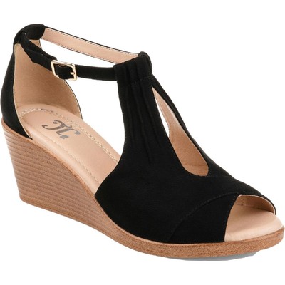 Journee Collection Womens Kedzie Black Wedges Shoes 7 Narrow (A) BHFO 7520