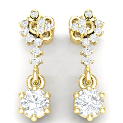 Pre-owned Swarajewel 0.5ctw Round Natural Diamond Earrings For Women 18k White Gold In Fg