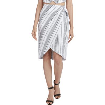 

Женская полосатая юбка миди в полоску Max Azria с завязками по бокам BCBG Max Azria, Off white combo