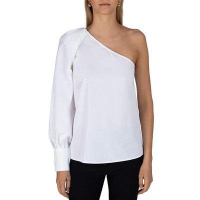 

Derek Lam 10 Crosby Женская белая блузка на одно плечо со сборками  BHFO 4730, Optic white