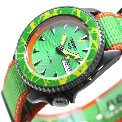 Pre-owned Seiko 5 Sports Sense Sbsa083 Green Dial Street Fighter V Blanka Mens Watch