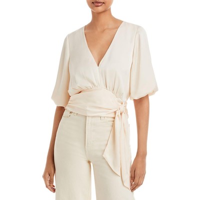 

Женская розовая блузка с запахом и розовым пуловером Ramy Brook  BHFO 9006, Linen