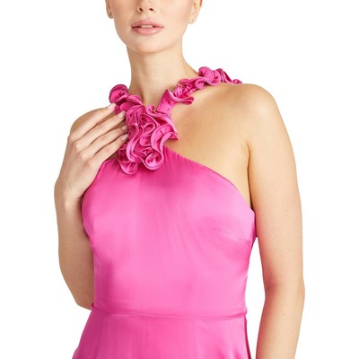Pre-owned Amur Womens Full Length Halter Embellished Evening Dress Bhfo 2773 In Rosey