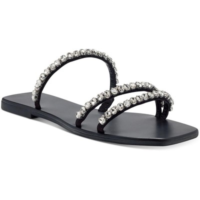 INC Womens Pommona Black Slip On Slide Sandals Shoes 7.5 Medium (B,M) BHFO 1307