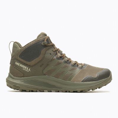 Pre-owned Merrell Work Men's Nova 3 Mid Tactical Waterproof Boot Olive - J005053 In Green