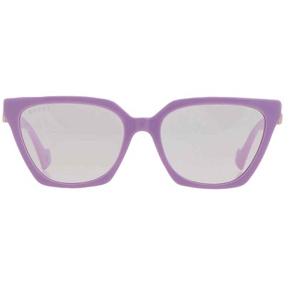 Pre-owned Gucci Violet Logo Clip-on Cat Eye Ladies Sunglasses Gg1542s 002 55 In Purple