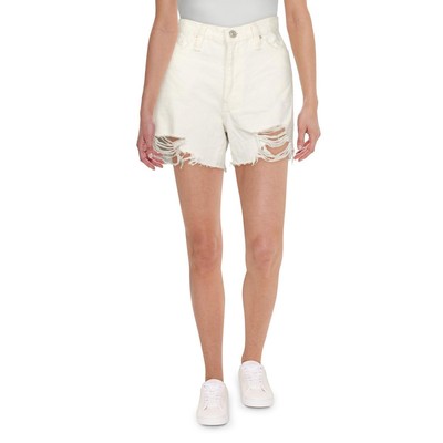 Укороченные джинсовые шорты-бойфренды Hudson Womens Devon White с высокой посадкой 27 BHFO 7490