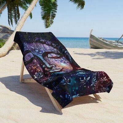 Celestial Purple Buddha Harmony Tranquility Meditation Beach Towel