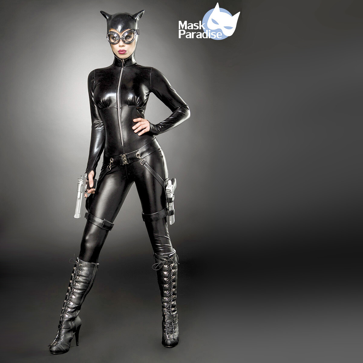 Costume Catwoman Donna Gatto Travestimento Carnevale Cosplay Sexy Romics 80061