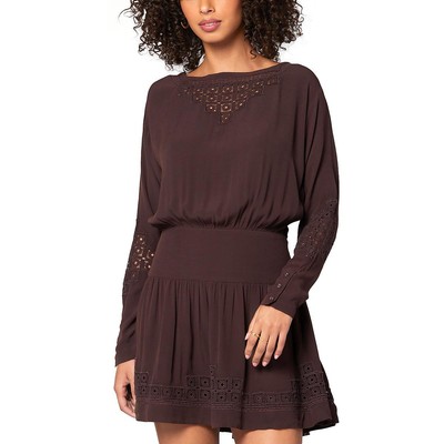 Joie Womens Brown Crochet Inlet Mini Long Sleeve Mini Dress 8 BHFO 5048