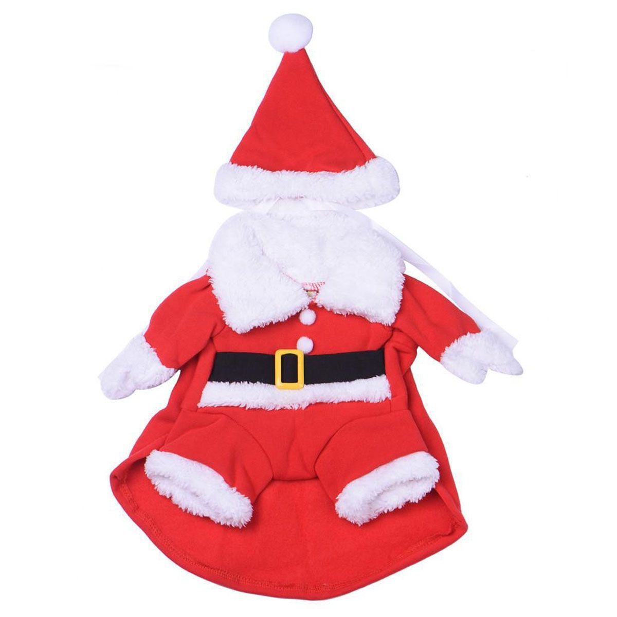 Christmas Santa Outfit Dog Cat Standing Suit Coat Costume With Hat Xmas Cosplay