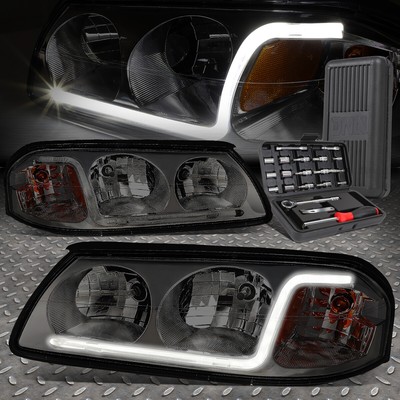 ДЛЯ 00-05 CHEVY IMPALA LED DRL ДЫМЧАТЫЙ КОРПУС ЯНТАРНЫЕ УГЛОВЫЕ ФАРЫ + НАБОР ИНСТРУМЕНТОВ