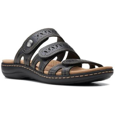 Clarks Laurieann Dee Womens Leather Laser Cut Flat Slide Sandals