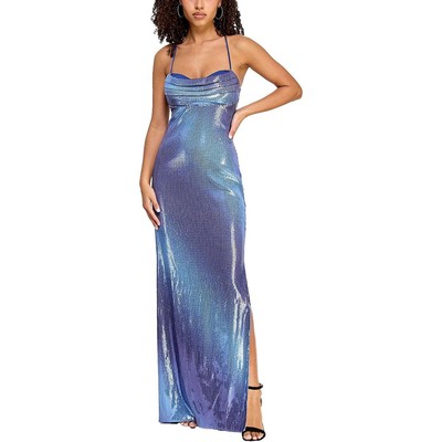 Violet Weekend Womens Blue Sequin Evening Dress Gown Juniors 1/2 BHFO 9316
