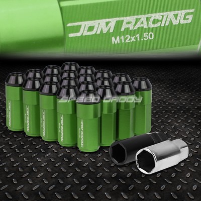 АЛЮМИНИЕВЫЕ ГАЙКИ С ЗЕЛЕНЫМИ НАКОНЕЧНИКАМИ JDM С КОЛПАЧКОМ + АДАПТЕР 20 шт./КОМПЛ. M12X1.5 ДИАМЕТРОМ 23 ММ/ВЫСОТОЙ 53 ММ