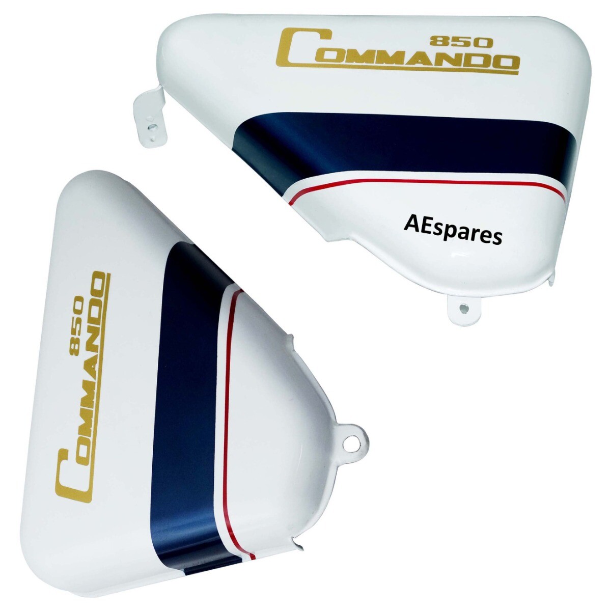 For Norton Commando Roadster 850 White Side Panel Blue & Red Stripe 