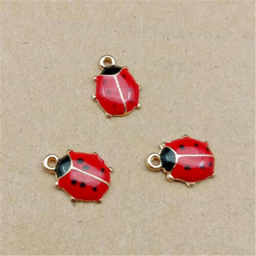 30Pcs Cute Ladybird Ladybug Enamel Charm Pendant For DIY Earrings/Bracelet  2H 