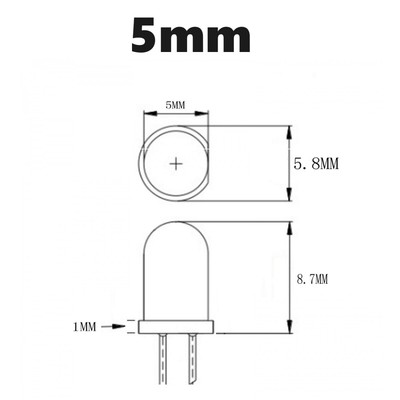 Small LED Light Clear Bulb Round Top Indicator PCB Attached Pre-Wired 5V-12V DC