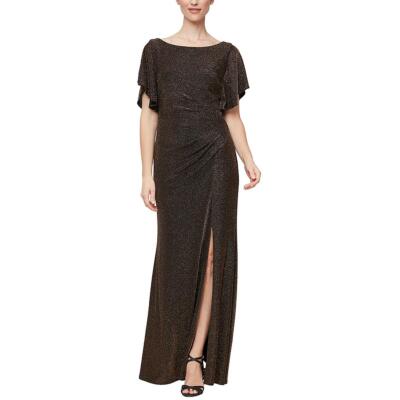

Женское черное вечернее платье Alex Evenings с украшением Petites  BHFO 3763, Black/gold