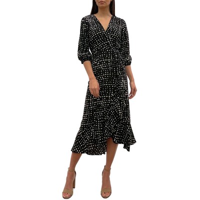 

Женское черно-белое свадебное платье миди с искусственным запахом Sam Edelman  BHFO 8413, Black-white