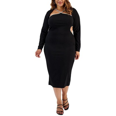 Женское платье-футляр Rachel Rachel Roy из черного крепа с украшением Plus 16W BHFO 2536