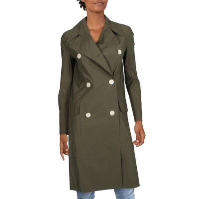 Harris Wharf London Womens Green Rain Military Coat Верхняя одежда 38 BHFO 9249